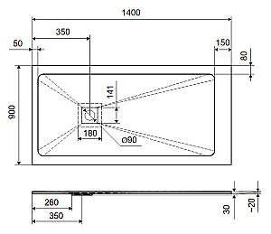 Душевой поддон Excellent Arda 140x90 черный купить в интернет-магазине Sanbest