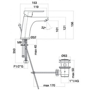 Смеситель для раковины Webert Sax Evolution SE833102560 купить в интернет-магазине сантехники Sanbest