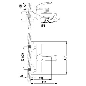 Смеситель для ванны Lemark Plus Strike LM1102C купить в интернет-магазине сантехники Sanbest