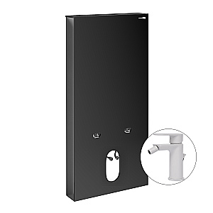 Инсталляция для биде со смесителем WasserKraft Naab 86BDT.050.BL.SQ8506 черная панель/смеситель белый Soft-touch купить в интернет-магазине сантехники Sanbest