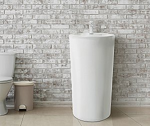 Раковина напольная WeltWasser WW LEERBACH 4646 GL-WT 46 белая купить в интернет-магазине Sanbest