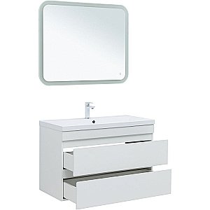 Тумба с раковиной Aquanet Нота new 100 335420 белая для ванной в интернет-магазине Sanbest