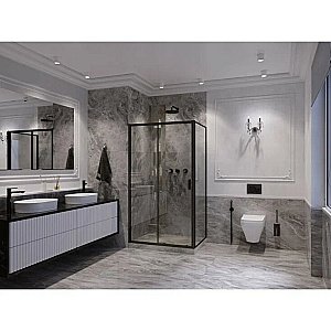 Душевой уголок Ambassador Forsa AB 17021221AB-90AB 150х90 стекло прозрачное/профиль черный купить в интернет-магазине Sanbest