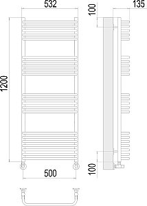Полотенцесушитель водяной Terminus Стандарт П22 500х1200 купить в интернет-магазине сантехники Sanbest