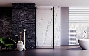 Душевая перегородка Veconi Korato KR81B-70-01-C8 70 стекло прозрачное/профиль черный матовый купить в интернет-магазине Sanbest