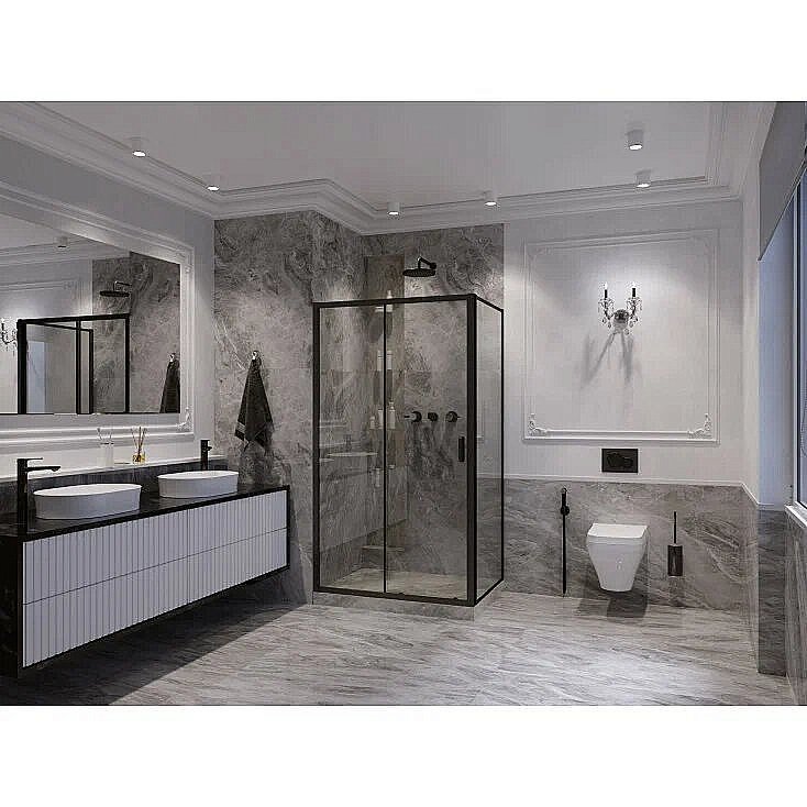 Душевой уголок Ambassador Forsa AB 17021221AB-90AB 150х90 стекло прозрачное/профиль черный купить в интернет-магазине Sanbest