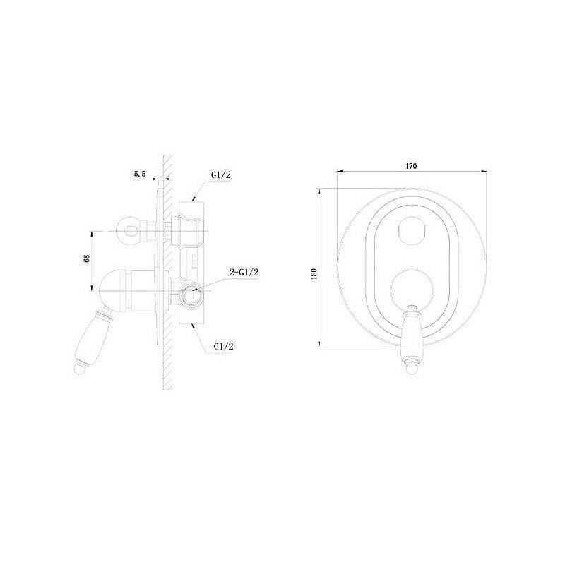 Смеситель для душа Caprigo ADRIA–Uno 02-551-crm купить в интернет-магазине сантехники Sanbest