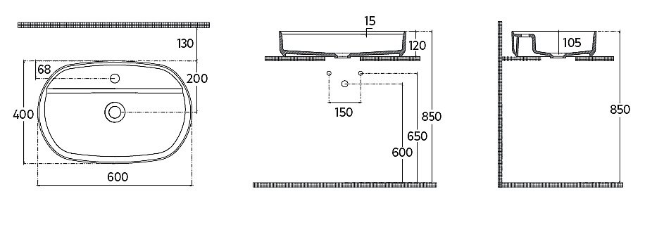 Раковина ISVEA Infinity 60 10NF65060SV-2R бордовый матовый купить в интернет-магазине Sanbest