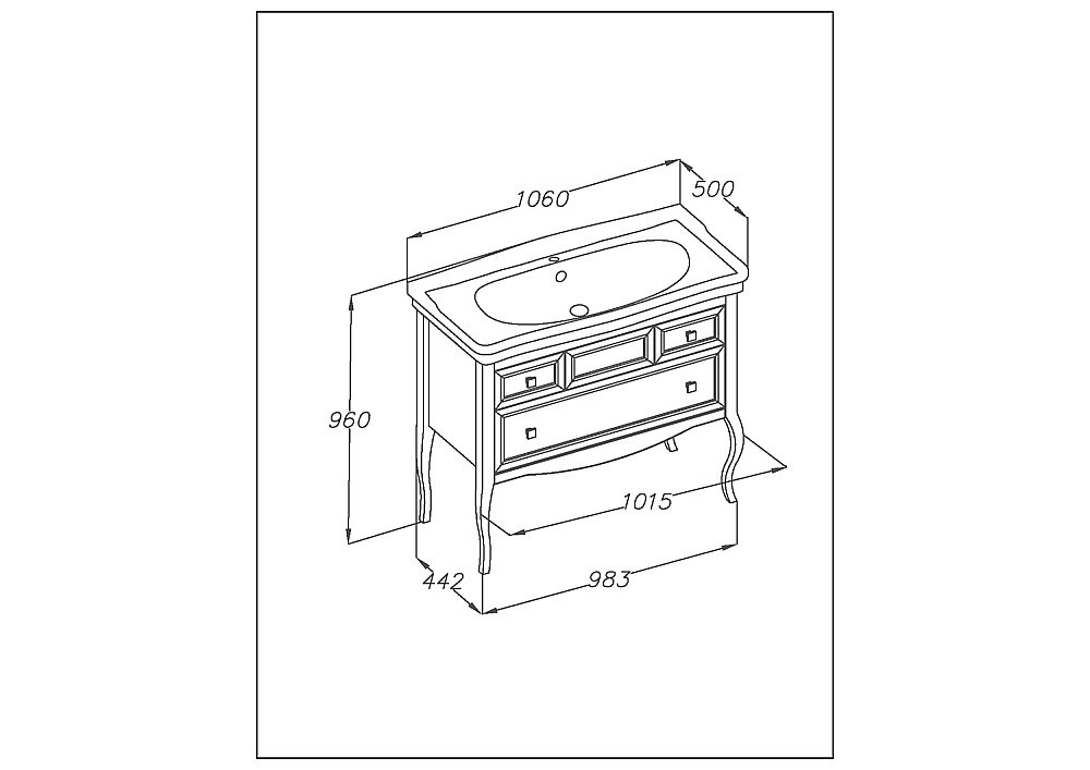 Тумба с раковиной Опадирис ВАЛЕРИ 105 белая матовая для ванной в интернет-магазине Sanbest