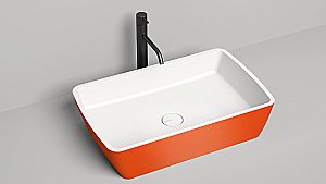 Раковина накладная Salini GLORIA 11 1102212MRH 65 из искусственного камня S-Stone, белая матовая, цвет по RAL снаружи купить в интернет-магазине Sanbest