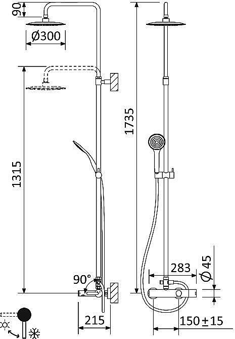 Душевая система Cezares Leaf CVDA-30-SS бронза купить в интернет-магазине сантехники Sanbest