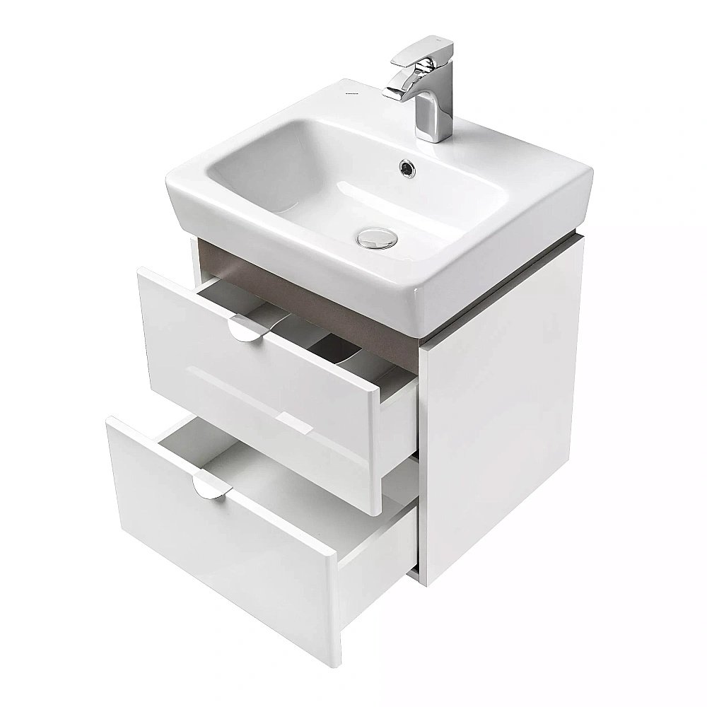 Тумба с раковиной Акватон Скай 60 белая глянцевая для ванной в интернет-магазине Sanbest