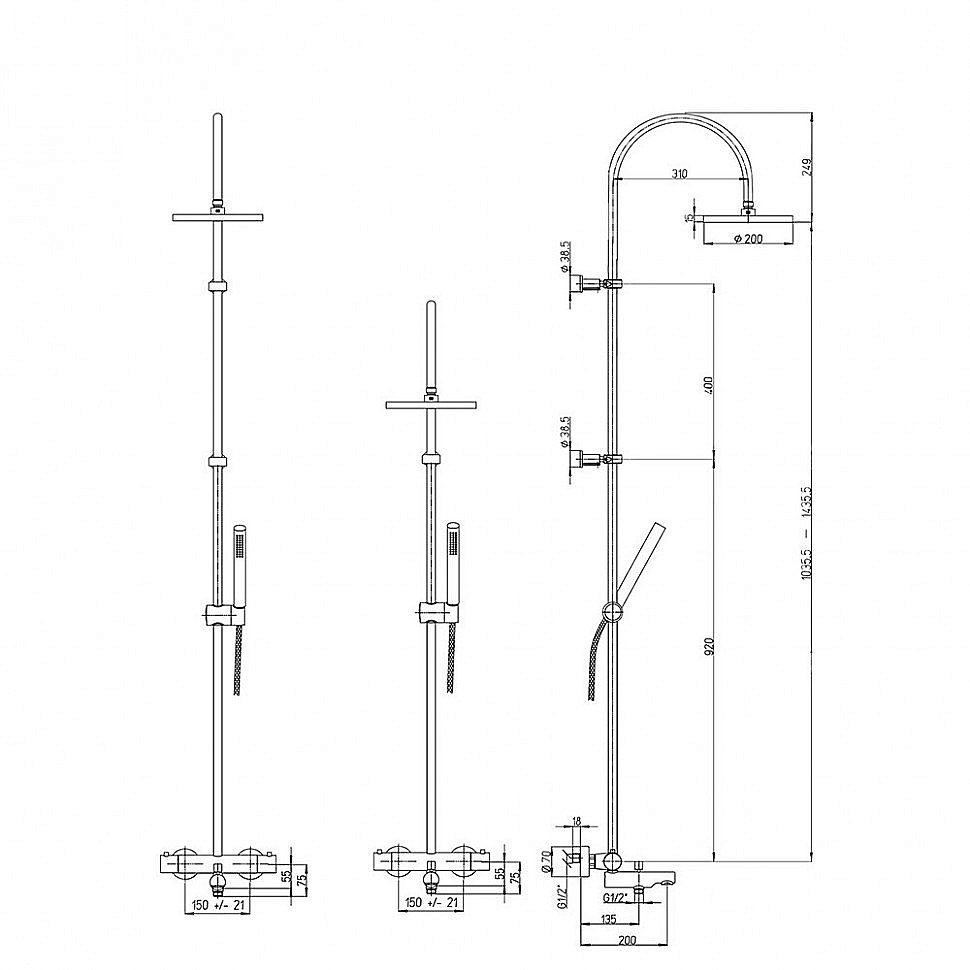 Душевая система PAINI Cox 78CR687TH1KM хром купить в интернет-магазине сантехники Sanbest