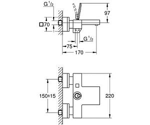 Смеситель для ванны Grohe Eurocube Joy 23666000 купить в интернет-магазине сантехники Sanbest