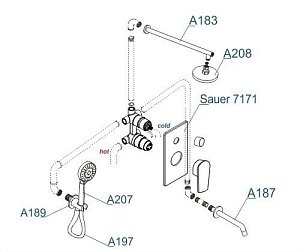 Душевая система WasserKRAFT Sauer 7100 A71208 купить в интернет-магазине сантехники Sanbest