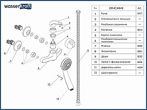 Смеситель для душа WasserKRAFT Isen 2602 купить в интернет-магазине сантехники Sanbest