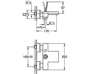 Смеситель для ванны Grohe Eurocube Joy 23666000 купить в интернет-магазине сантехники Sanbest