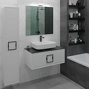 Пенал LA FENICE Cubo Bianco 30 белый/ручка черная для ванной в интернет-магазине сантехники Sanbest