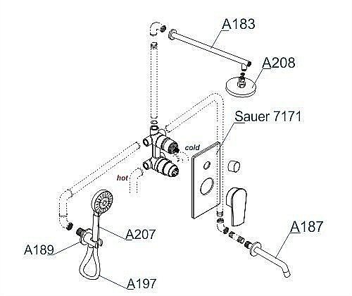 Душевая система WasserKRAFT Sauer 7100 A71208 купить в интернет-магазине сантехники Sanbest