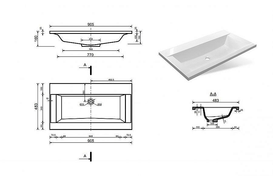 Раковина Эстет Рава 90 ФР-00002613 белая купить в интернет-магазине Sanbest
