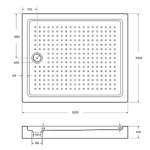Душевой поддон Cezares TRAY-A-AH-15-W 120х100 купить в интернет-магазине Sanbest