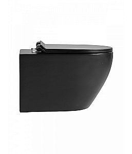 Унитаз подвесной с инсталляцией Agger ATI03144+APB200 черный матовый, с крышкой микролифт, безободковый, с кнопкой хром купить в интернет-магазине Sanbest