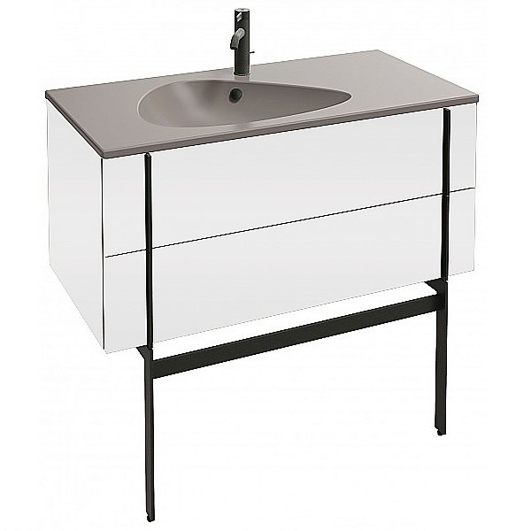 Тумба с раковиной Jacob Delafon NOUVELLE VAGUE 100 EB3032-N18+EXAQ112-Z-MK4 белый глянцевый/раковина серая для ванной в интернет-магазине Sanbest
