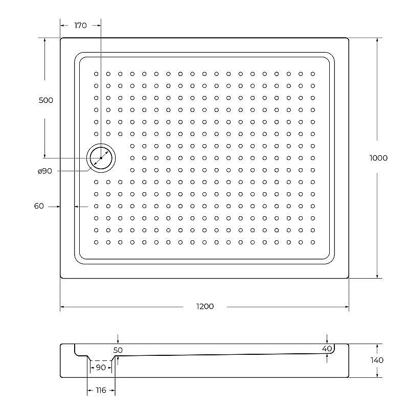 Душевой поддон Cezares TRAY-A-AH-15-W 120х100 купить в интернет-магазине Sanbest
