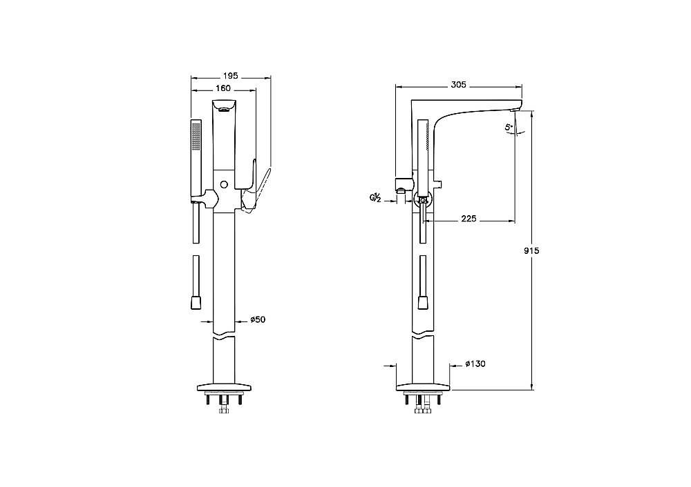 Смеситель для ванны Vitra Root Round A4274126EXP медь купить в интернет-магазине сантехники Sanbest
