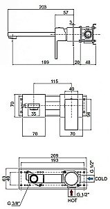 Смеситель для раковины Cezares Unika BLI2 бронза купить в интернет-магазине сантехники Sanbest