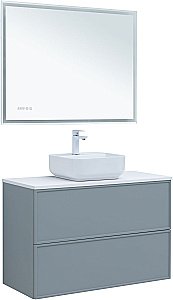 Тумба с раковиной Aquanet Арт 100 мисти грин для ванной в интернет-магазине Sanbest