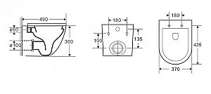 Унитаз подвесной Ceramalux 2197MG серый матовый, безободковый, с крышкой микролифт купить в интернет-магазине Sanbest