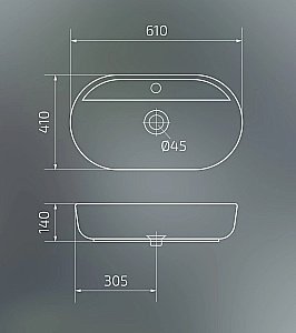 Раковина накладная Gid Geometrico 61 Gm1346 53341 серая матовая купить в интернет-магазине Sanbest