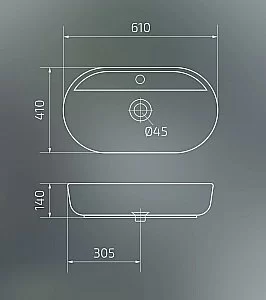 Раковина накладная Gid Geometrico 61 Gm1346 53341 серая матовая купить в интернет-магазине Sanbest