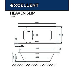 Ванна акриловая Excellent Heaven Slim WAEX.HEV18WHS 180x80 белая купить в интернет-магазине Sanbest