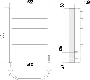 Полотенцесушитель электрический Terminus Виктория П6 500х650 купить в интернет-магазине сантехники Sanbest