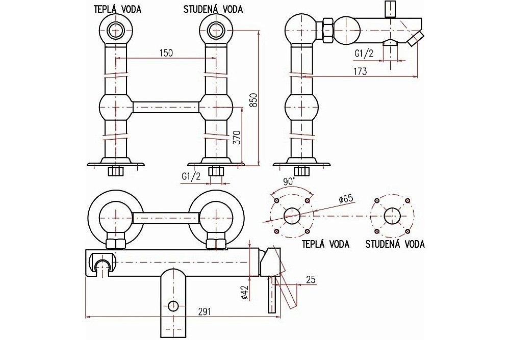 Смеситель для ванны RAV-Slezak SEINA SE950.5/2CMAT черный купить в интернет-магазине сантехники Sanbest