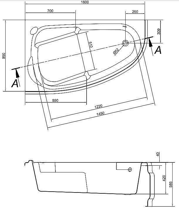 Ванна акриловая Cersanit JOANNA 63338 160x95 купить в интернет-магазине Sanbest