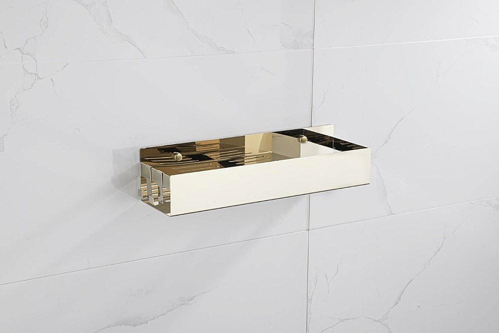 Полка с двумя крючками Boheme Q GOLD 10965-G золото купить в интернет-магазине сантехники Sanbest