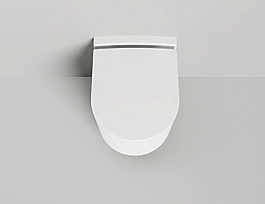 Унитаз подвесной Salini Gemelli 240121KM из искусственного камня S-Stone, безободковый, с крышкой микролифт, белый матовый купить в интернет-магазине Sanbest