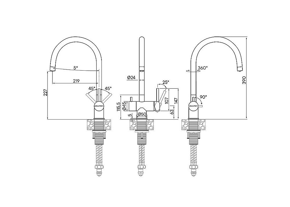 Смеситель для кухни Paulmark Heller He213218-AN антрацит купить в интернет-магазине сантехники Sanbest
