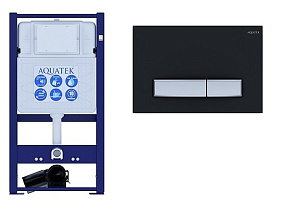 Инсталляция для унитаза Aquatek INS-0000016 с кнопкой KDI-0000031 черная матовая/никель купить в интернет-магазине сантехники Sanbest