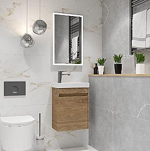 Тумба с раковиной Art&Max Family-M 40 с дверцей, дуб харбор золотой для ванной в интернет-магазине Sanbest