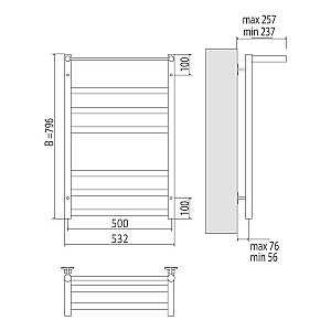 Полотенцесушитель электрический Terminus Хендрикс П7 500x796 левый/правый купить в интернет-магазине сантехники Sanbest