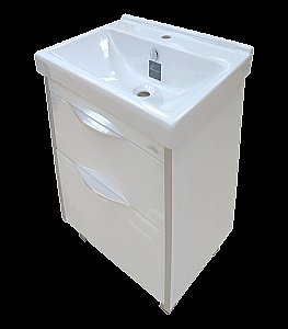 Тумба с раковиной напольная Misty Фест 60 Белый эмаль Стекло для ванной в интернет-магазине Sanbest