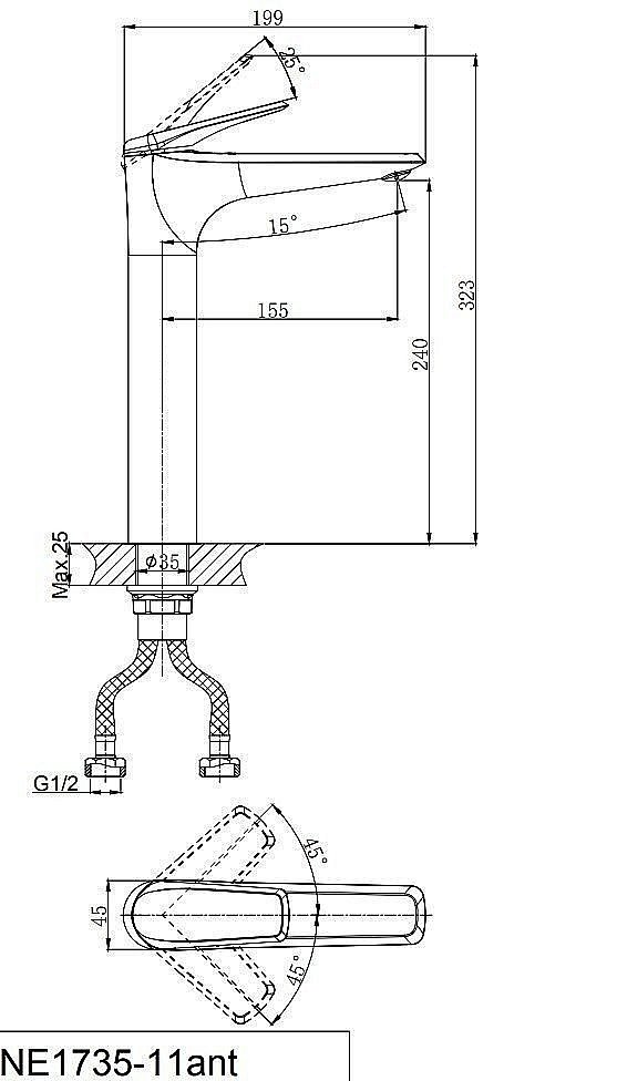 Смеситель для раковины Rush Nevis NE1735-11 черный купить в интернет-магазине сантехники Sanbest