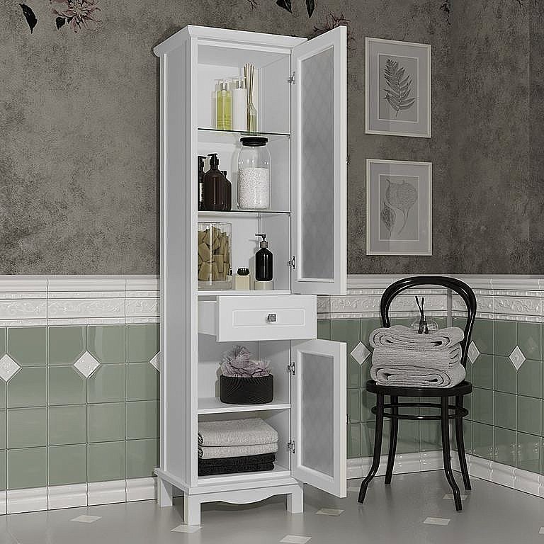 Пенал Опадирис Омега 45 белый матовый для ванной в интернет-магазине сантехники Sanbest