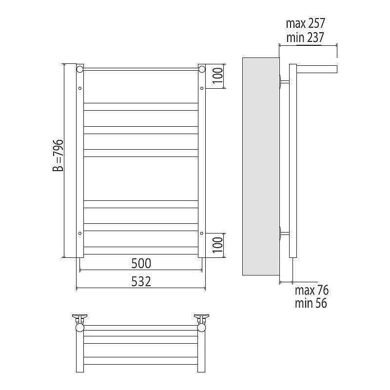 Полотенцесушитель электрический Terminus Хендрикс П7 500x796 левый/правый купить в интернет-магазине сантехники Sanbest