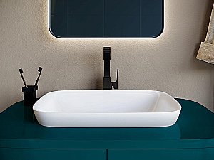 Раковина врезная сверху столешницы Salini MAREA 02 1802202M 59,8 из искусственного камня S-Stone, белая матовая купить в интернет-магазине Sanbest