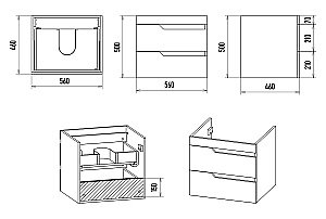 Тумба с раковиной Misty Софт - 60 П-Соф-01060-011П2Я белая для ванной в интернет-магазине Sanbest